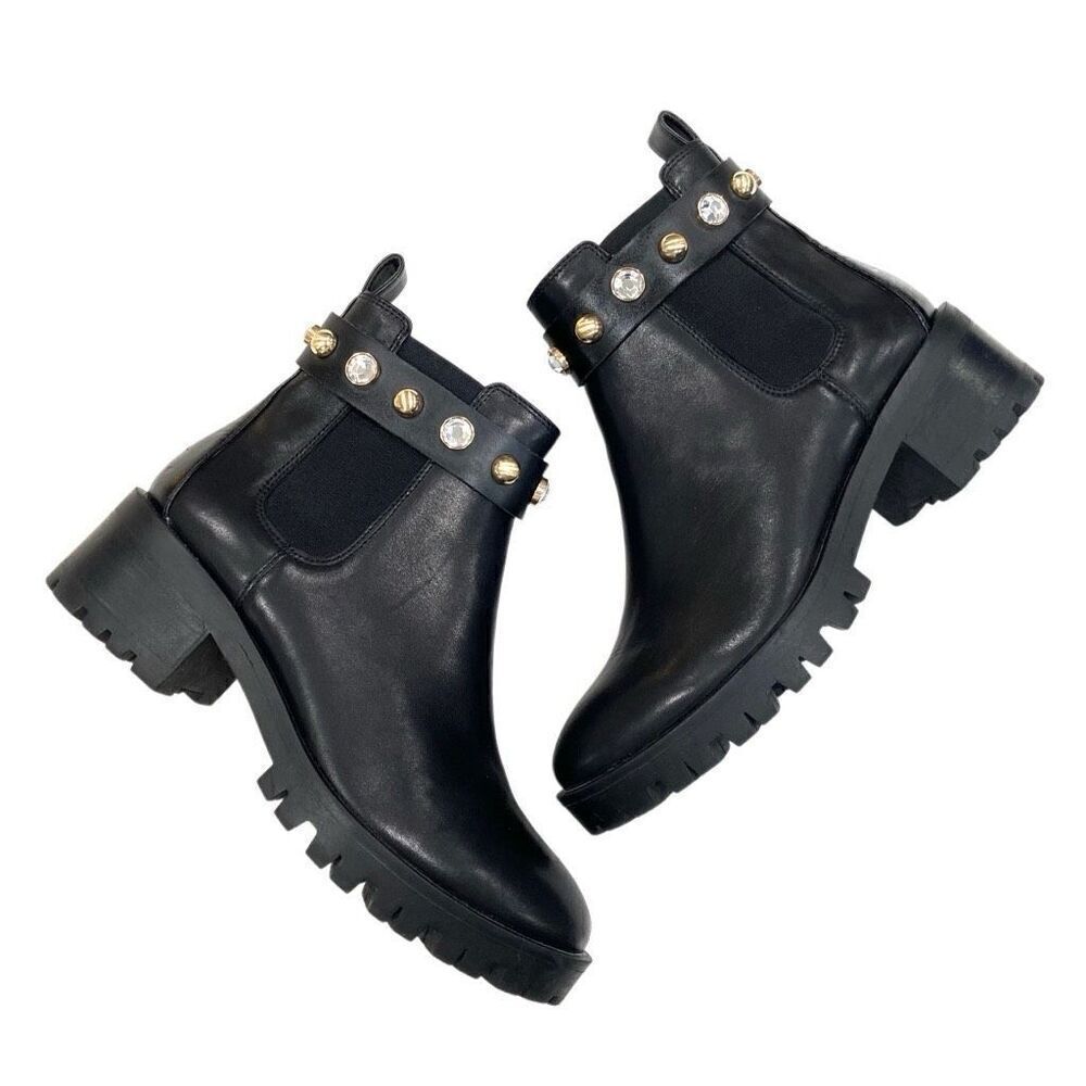KARL LAGERFELD Leather Lug Sole Booties